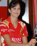 Katrina Kaif dons the red jersey for an Royal Challenge promotional event...
